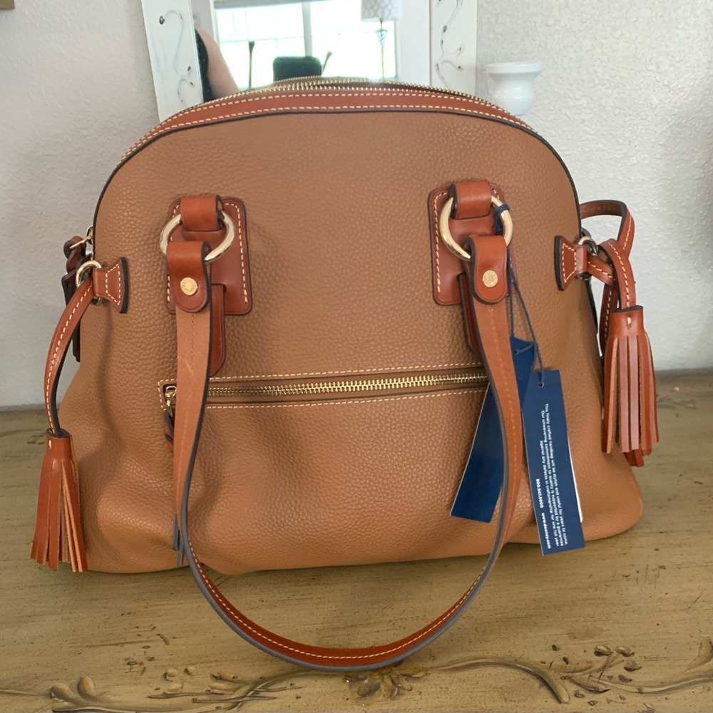 Dooney & Bourke British Tan Satchel with Gold Hardware - Picture 2 of 6